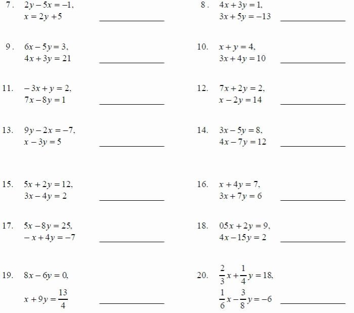 Solving systems by substitution worksheet answers